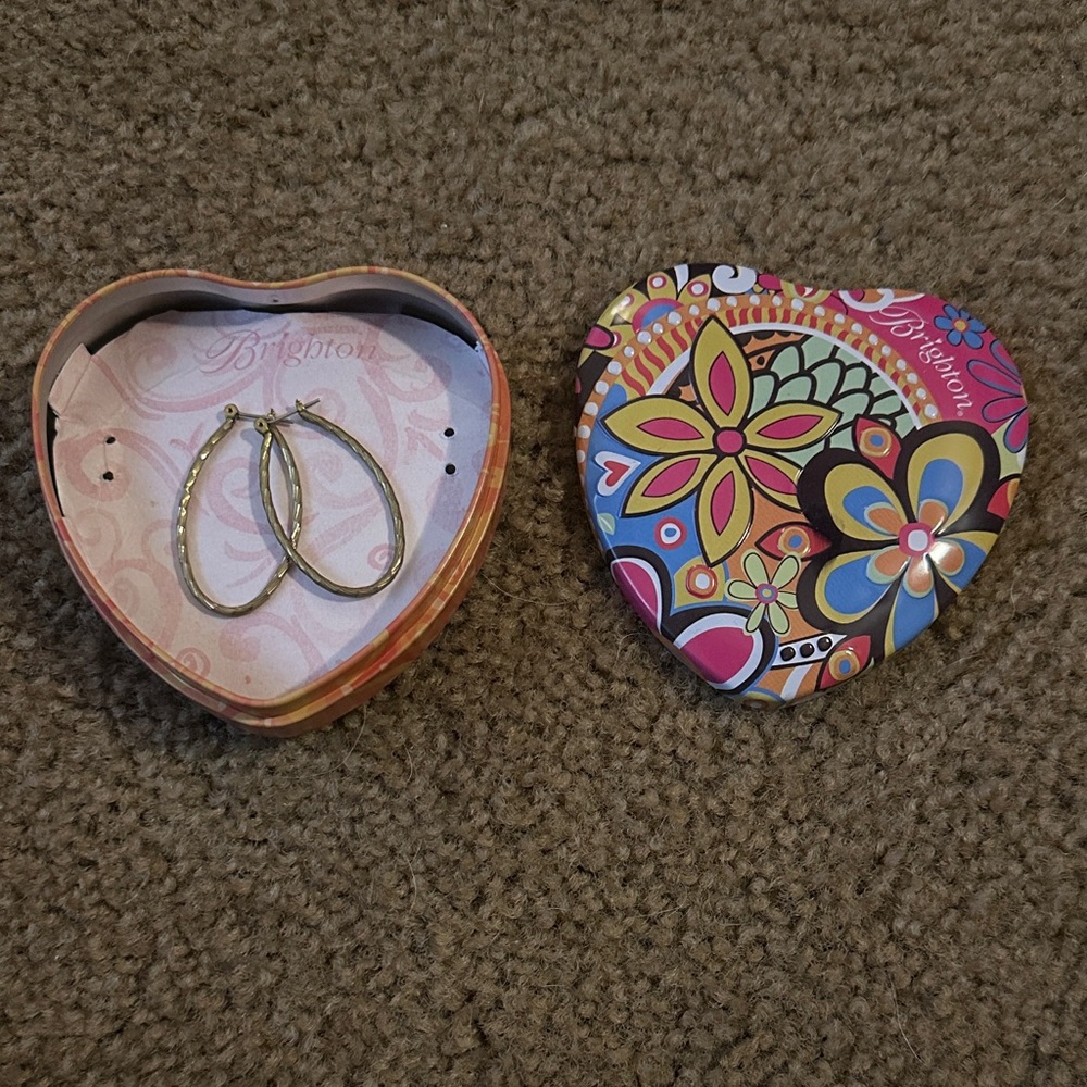 Brighton Gold Earrings with Floral Heart Box
